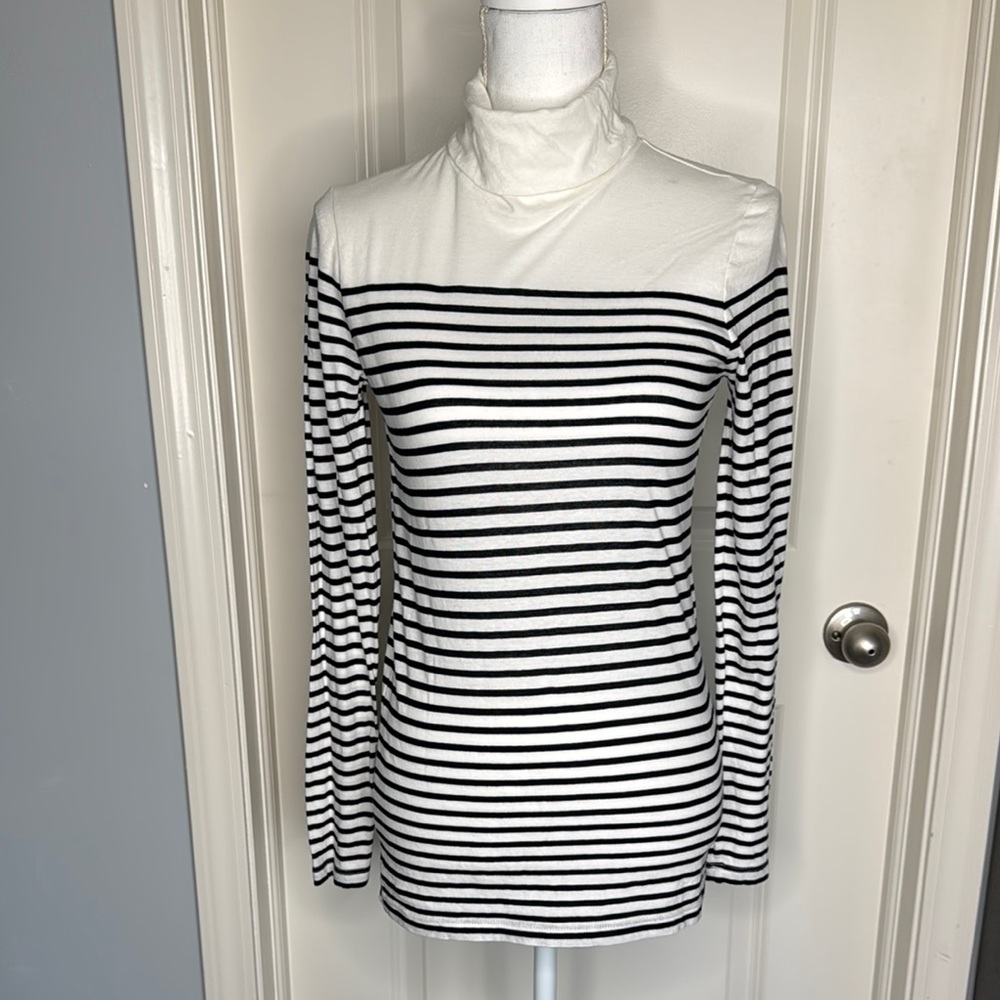 J.Crew Striped Black and White Turtleneck Top size small